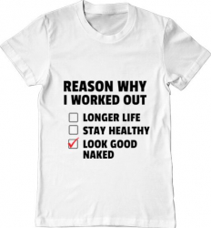 Tricou barbat Printado reason why i work out Bumbac Regular fit Alb L INTL 