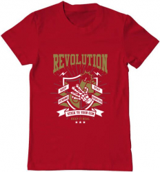 Tricou barbat Printado revolution Bumbac Regular fit Rosu 3XL INTL 