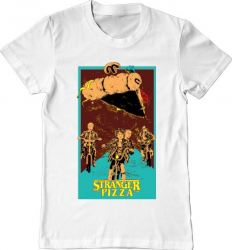 Tricou barbat Printado stranger pizza Bumbac Regular fit Alb L INTL 