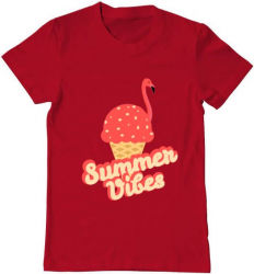 Tricou barbat Printado summer vibes Bumbac Regular fit Rosu M INTL 