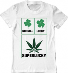 Tricou barbat Printado super lucky Bumbac Regular fit Alb L INTL