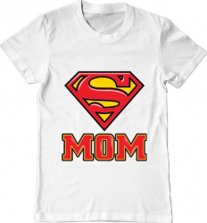 Tricou barbat Printado super mom Bumbac Regular fit Alb L INTL