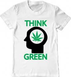 Tricou barbat Printado think green Bumbac Regular fit Alb L INTL 