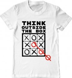 Tricou barbat Printado think outside the box Bumbac Regular fit Alb L INTL 