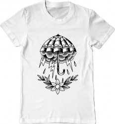 Tricou barbat Printado umbrella tattoo Bumbac Regular fit Alb L INTL 