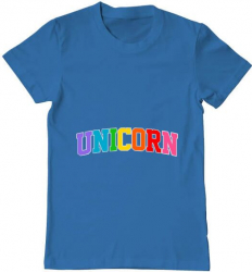 Tricou barbat Printado unicorn Bumbac Regular fit Albastru azuriu L INTL 