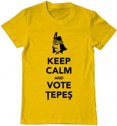 Tricou barbat Printado vote tepes Bumbac Regular fit Galben M INTL 