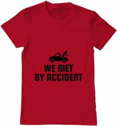 Tricou barbat Printado we met by accident Bumbac Regular fit Rosu L INTL 