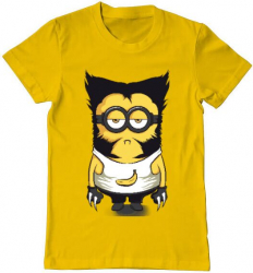 Tricou barbat Printado wolve minion Bumbac Regular fit Galben M INTL 