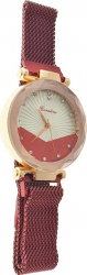 Ceas Coraline afisaj analog cu cristale carcasa 35 x 10mm curea magnetica latime 16mm rosu cu alb 