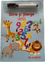 Carte ilustrata cu exercitii pentru copii Scrie si Sterge - Cifre carioca inclusa JMB-BBL2984