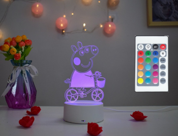 Lampa De Veghe 3D LED Peppapig2 16Culori schimbare culoare prin telecomanda 