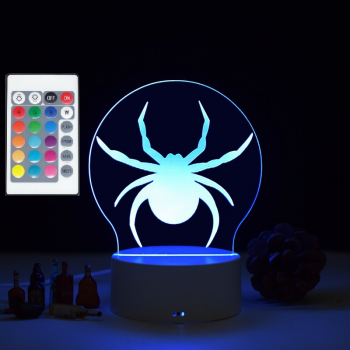 Lampa De Veghe 3D LED Spider/ Halloween 16Culori schimbare culoare prin telecomanda