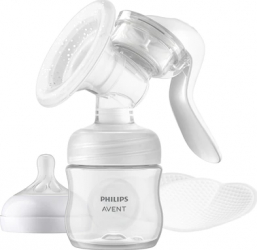 Pompa de san manuala Philips Avent SCF430/10 cu biberon pentru hranire naturala Alb