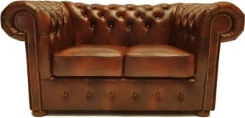 Canapea Chesterfield Class Piele 2 locuri Cloudy Maro Vechi 12 ani garantie 