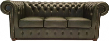 Canapea Chesterfield Class Piele 3 locuri Cloudy Verde 12 ani garantie 