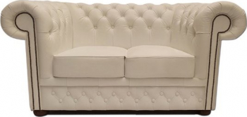 Canapea Chesterfield First Class Piele 2 locuri Alb 12 ani garantie 
