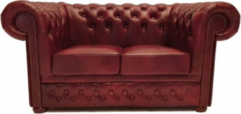 Canapea Chesterfield First Class Piele 2 locuri Cloudy Rosu 12 ani garantie 