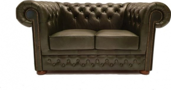 Canapea Chesterfield First Class Piele 2 locuri Cloudy Verde 12 ani garantie 