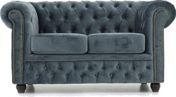 Canapea Chesterfield Original Catifea 2 locuri Gri 12 ani garantie 