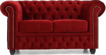 Canapea Chesterfield Original Catifea 2 locuri Rosu 12 ani garantie 