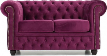 Canapea Chesterfield Original Catifea 2 locuri Violet 12 ani garantie 