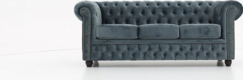 Canapea Chesterfield Original Catifea 3 locuri Gri 12 ani garantie 