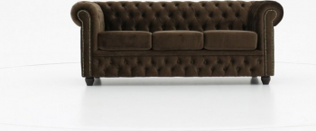 Canapea Chesterfield Original Catifea 3 locuri Maro 12 ani garantie 