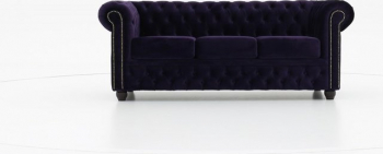 Canapea Chesterfield Original Catifea 3 locuri Violet Inchis 12 ani garantie 