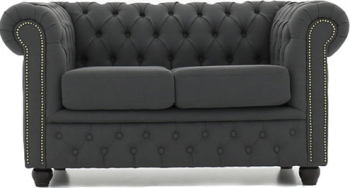 Canapea Chesterfield Original Material textil 2 locuri Gri 12 ani garantie 