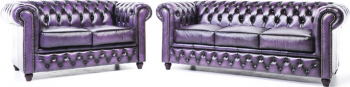 Canapea Chesterfield Original Piele 2 + 3 locuri Violet Antic 12 ani garantie 