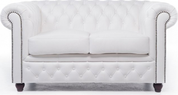 Canapea Chesterfield Original Piele 2 locuri Alb 12 ani garantie 