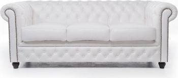 Canapea Chesterfield Original Piele 3 locuri Alb 12 ani garantie 