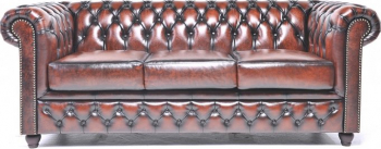 Canapea Chesterfield Original Piele 3 locuri Maro Antic 12 ani garantie 