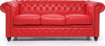 Canapea Chesterfield Original Piele 3 locuri Rosu 12 ani garantie 