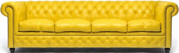 Canapea Chesterfield Original Piele 4 locuri Galben 12 ani garantie 