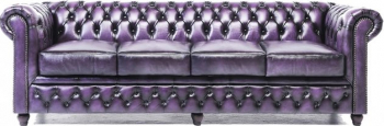 Canapea Chesterfield Original Piele 4 locuri Violet Antic 12 ani garantie 