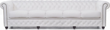 Canapea Chesterfield Original Piele 5 locuri Alb 12 ani garantie 