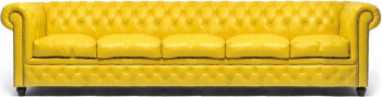 Canapea Chesterfield Original Piele 5 locuri Galben 12 ani garantie 