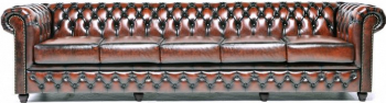 Canapea Chesterfield Original Piele 5 locuri Maro Antic 12 ani garantie 