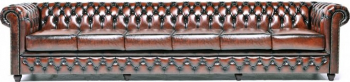 Canapea Chesterfield Original Piele 6 locuri Maro Antic 12 ani garantie 