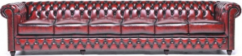 Canapea Chesterfield Original Piele 6 locuri Rosu Antic 12 ani garantie 