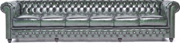 Canapea Chesterfield Original Piele 6 locuri Verde Antic 12 ani garantie 