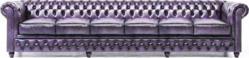 Canapea Chesterfield Original Piele 6 locuri Violet Antic 12 ani garantie 