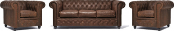 Canapea Chesterfield Vintage Piele C0869 1 + 1 + 3 locuri 12 ani garantie 