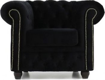 Fotoliu Chesterfield Original Catifea Negru 12 ani garantie 