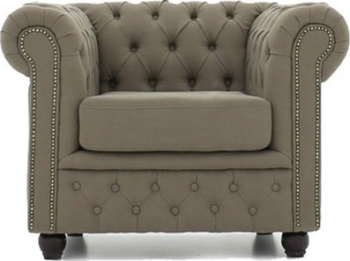 Fotoliu Chesterfield Original Material textil Bej 12 ani garantie 