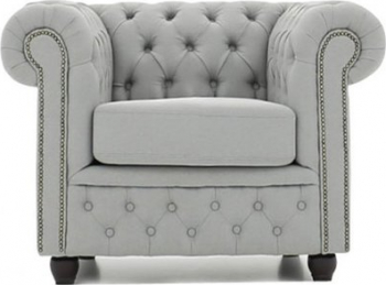 Fotoliu Chesterfield Original Material textil Gri deschis 12 ani garantie 