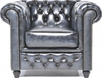 Fotoliu Chesterfield Original Piele Albastru Antic 12 ani garantie 