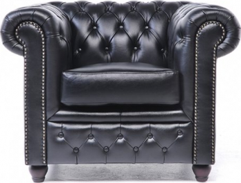 Fotoliu Chesterfield Original Piele Negru 12 ani garantie 